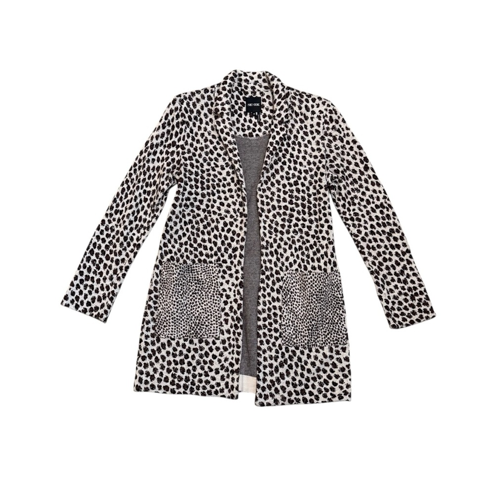 Leopard pattern open front long cardigan